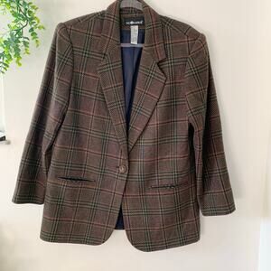 Sag Harbor Vintage Brown 90s Plaid Wool Blazer 10 Medium